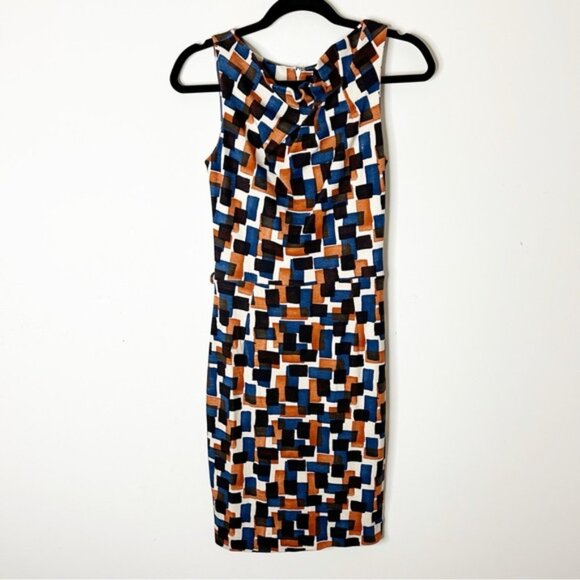 MANGO Suit Mini Dress Pencil sleeveless geometric pattern Size XS - Picture 5 of 16